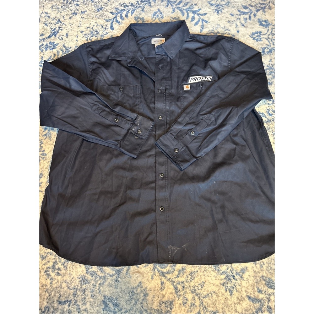 Carhartt Men 3XL Button Up Shirt Short Sleeve Blue Workwear Work Relaxed Fit